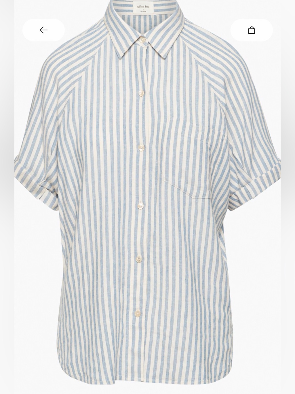 Aritzia Wilfred Free Boyfriend Linen Shortsleeve Shirt Striped Blue Size Large